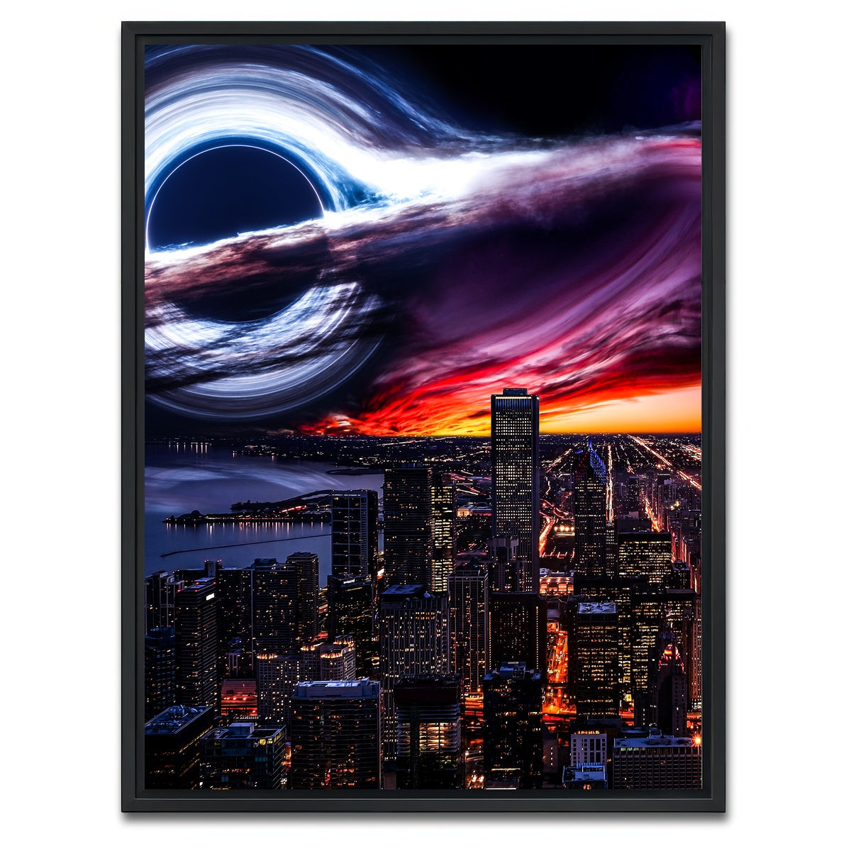 AUTO-MOCKUP WHITE | black hole city | 1 Piece | Black Framed Canvas | group=3x4