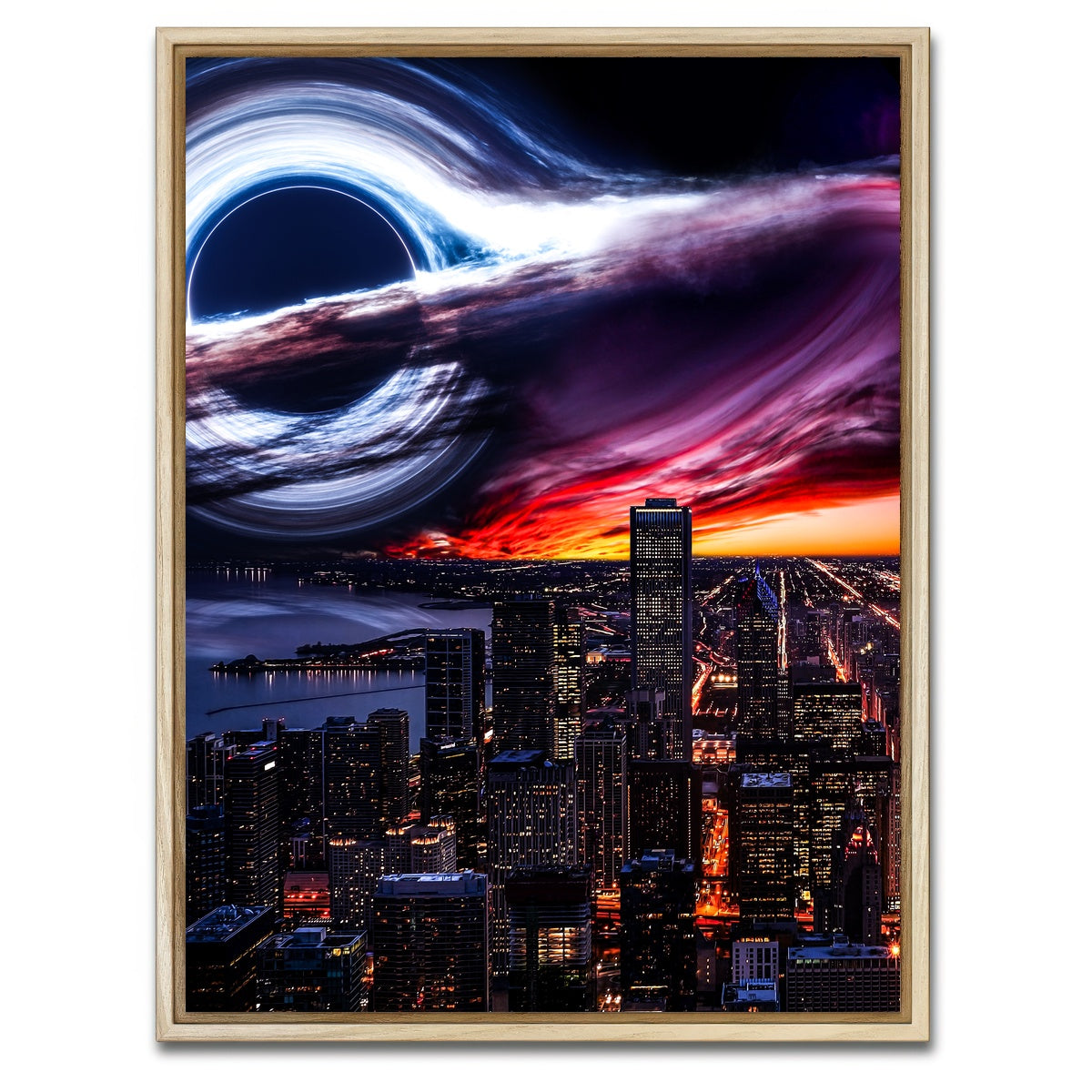 AUTO-MOCKUP WHITE | black hole city | 1 Piece | Natural Framed Canvas | group=3x4