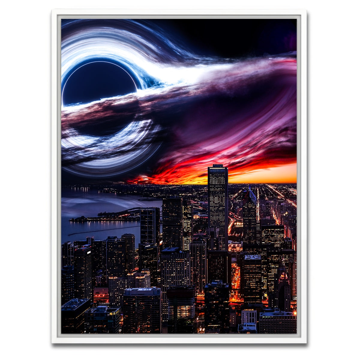AUTO-MOCKUP WHITE | black hole city | 1 Piece | White Framed Canvas | group=3x4