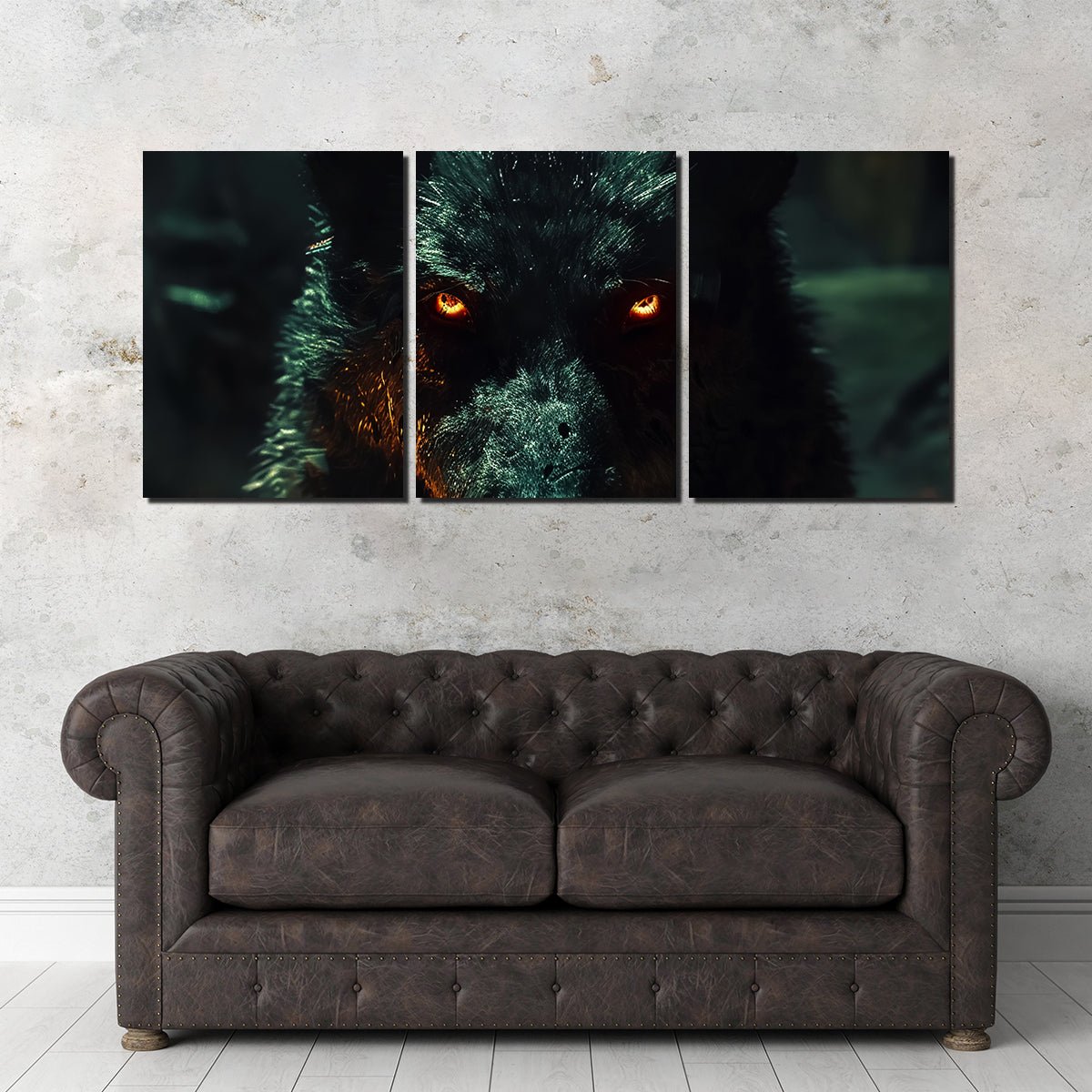 Black Wolf with Glowing Orange Eyes Wall Art