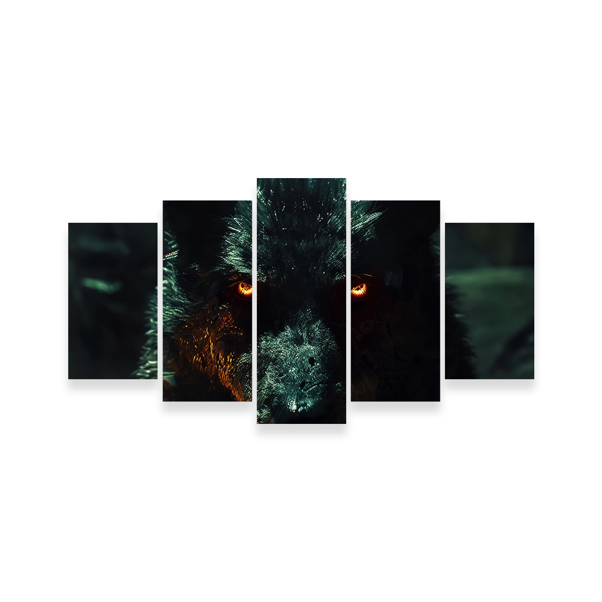 Black Wolf with Glowing Orange Eyes Wall Art