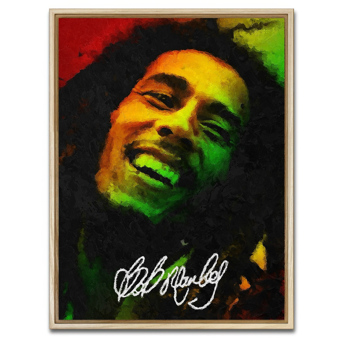AUTO-MOCKUP WHITE | bob marley painting | 1 Piece | Natural Framed Canvas | group=3x4