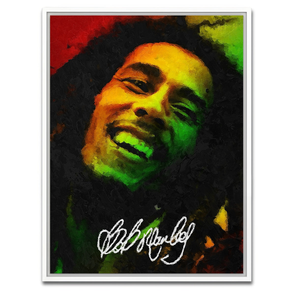 AUTO-MOCKUP WHITE | bob marley painting | 1 Piece | White Framed Canvas | group=3x4