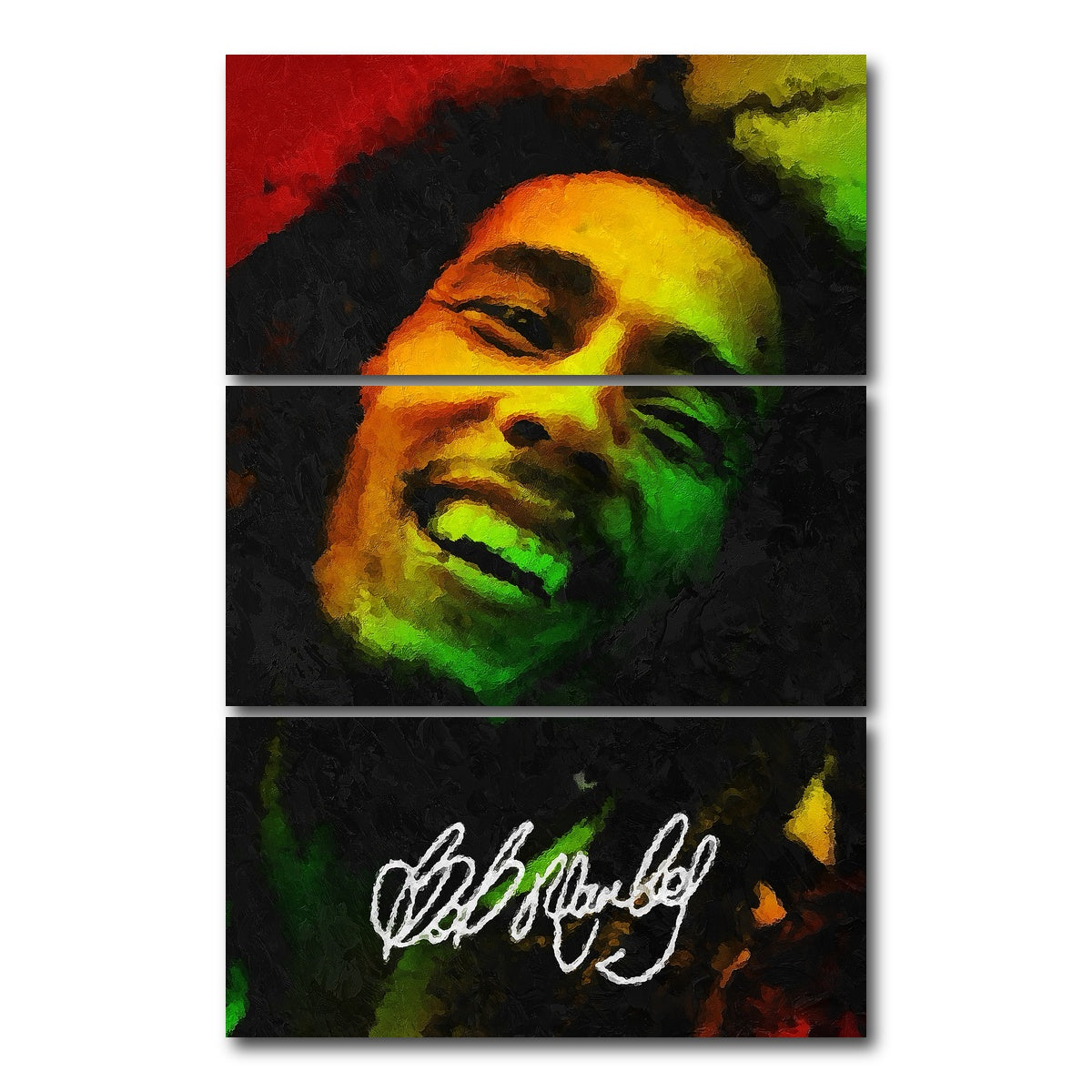 AUTO-MOCKUP WHITE | bob marley painting | 3 Piece | Gallery Wrap Canvas | group=12x24_stacked