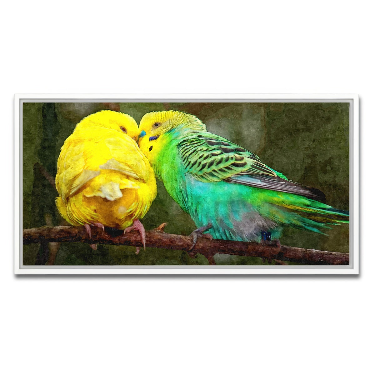 AUTO-MOCKUP WHITE | budgie snuggles | 1 Piece | White Framed Canvas | group=2x1