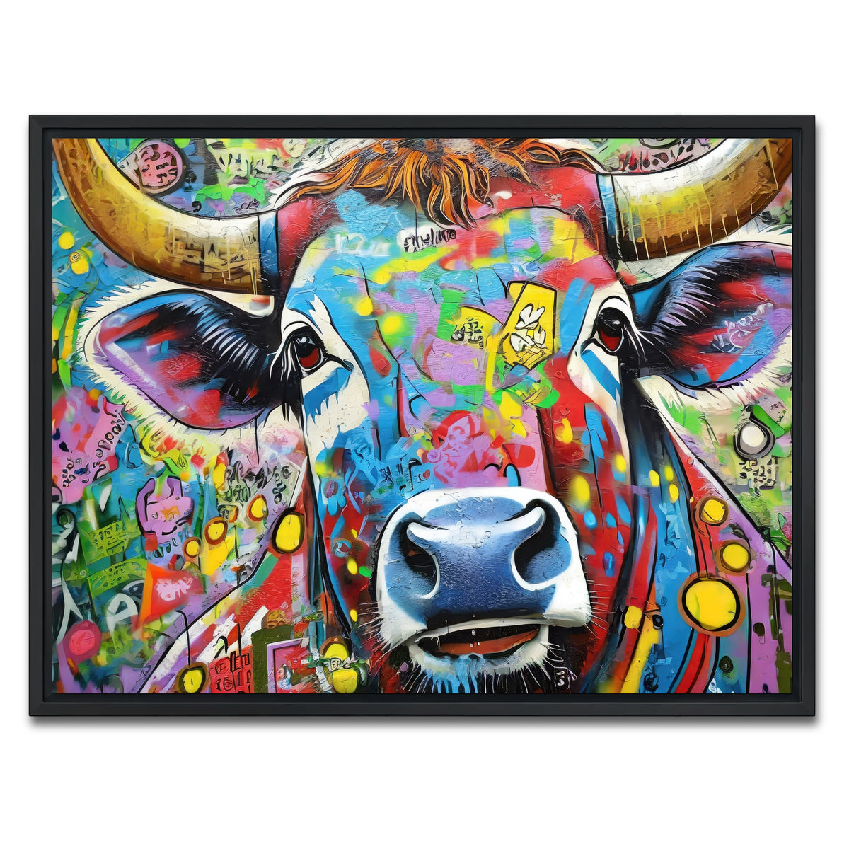 AUTO-MOCKUP WHITE | bull graffiti | 1 Piece | Black Framed Canvas | group=4x3