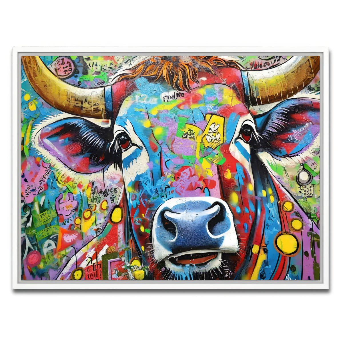 AUTO-MOCKUP WHITE | bull graffiti | 1 Piece | White Framed Canvas | group=4x3