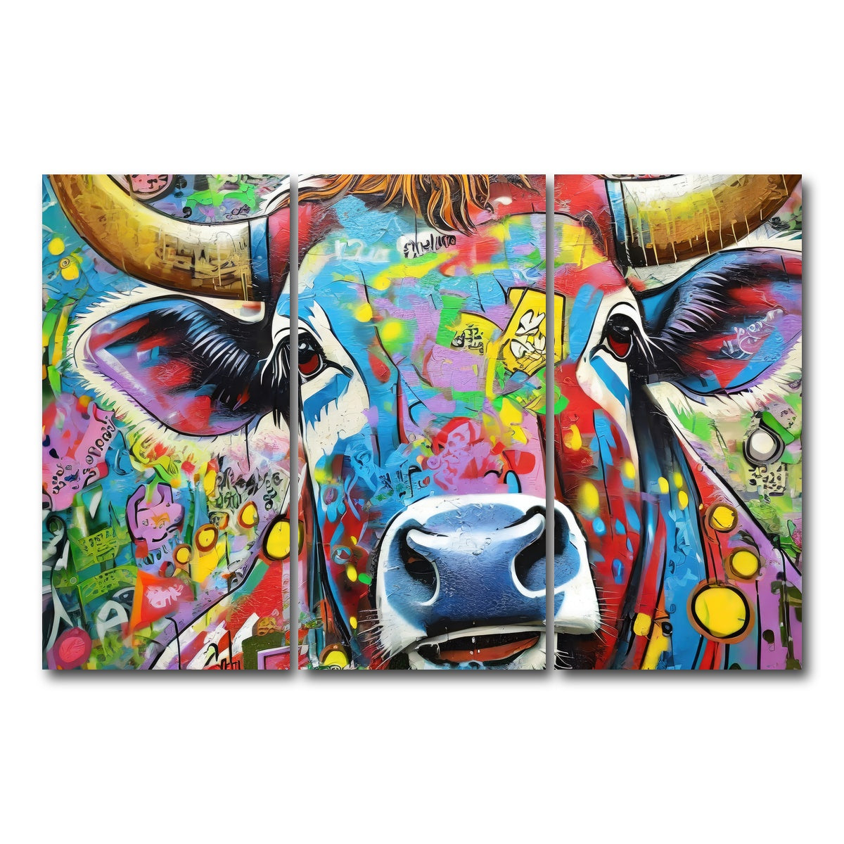 AUTO-MOCKUP WHITE | bull graffiti | 3 Piece | Gallery Wrap Canvas | group=12x24
