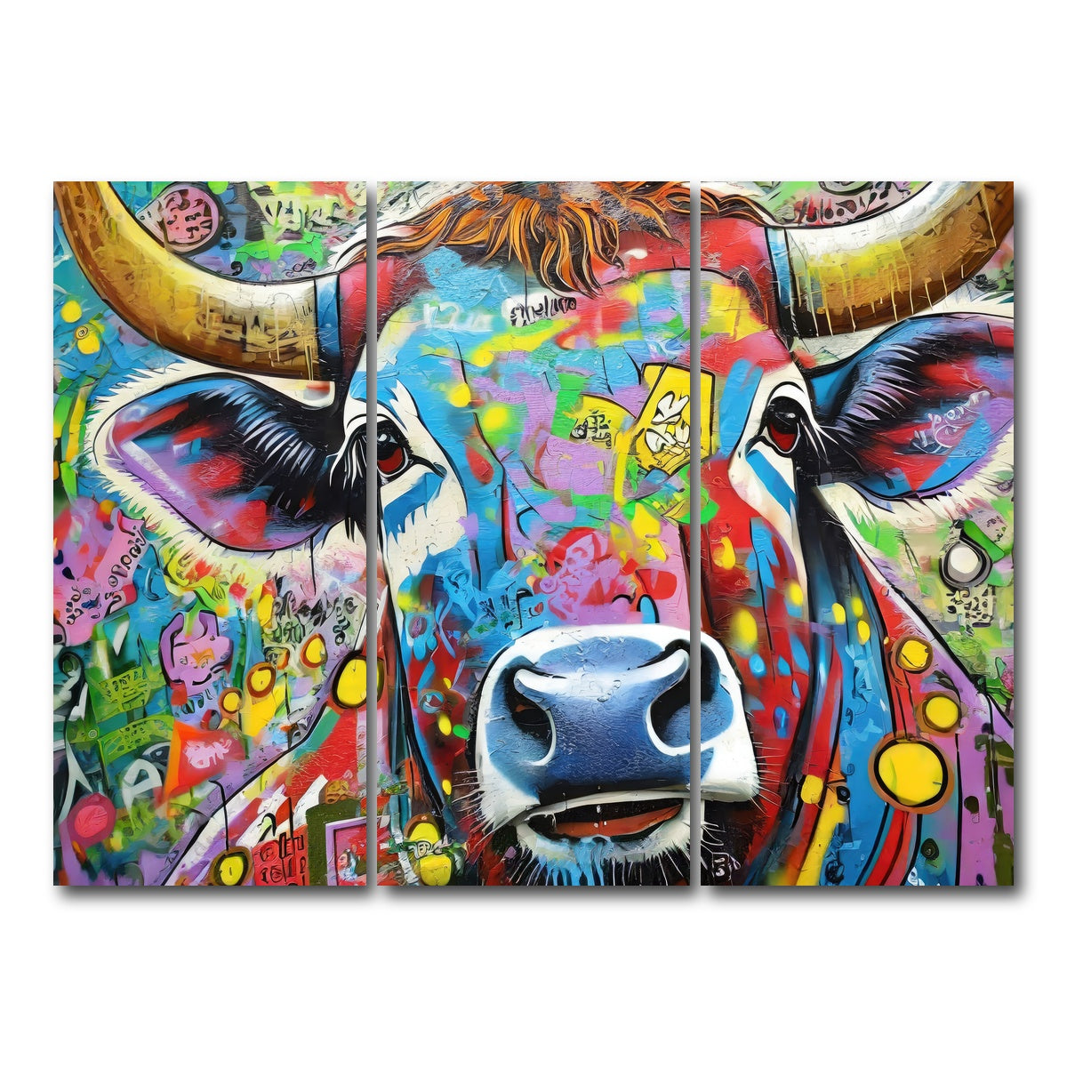 AUTO-MOCKUP WHITE | bull graffiti | 3 Piece | Gallery Wrap Canvas | group=8x18