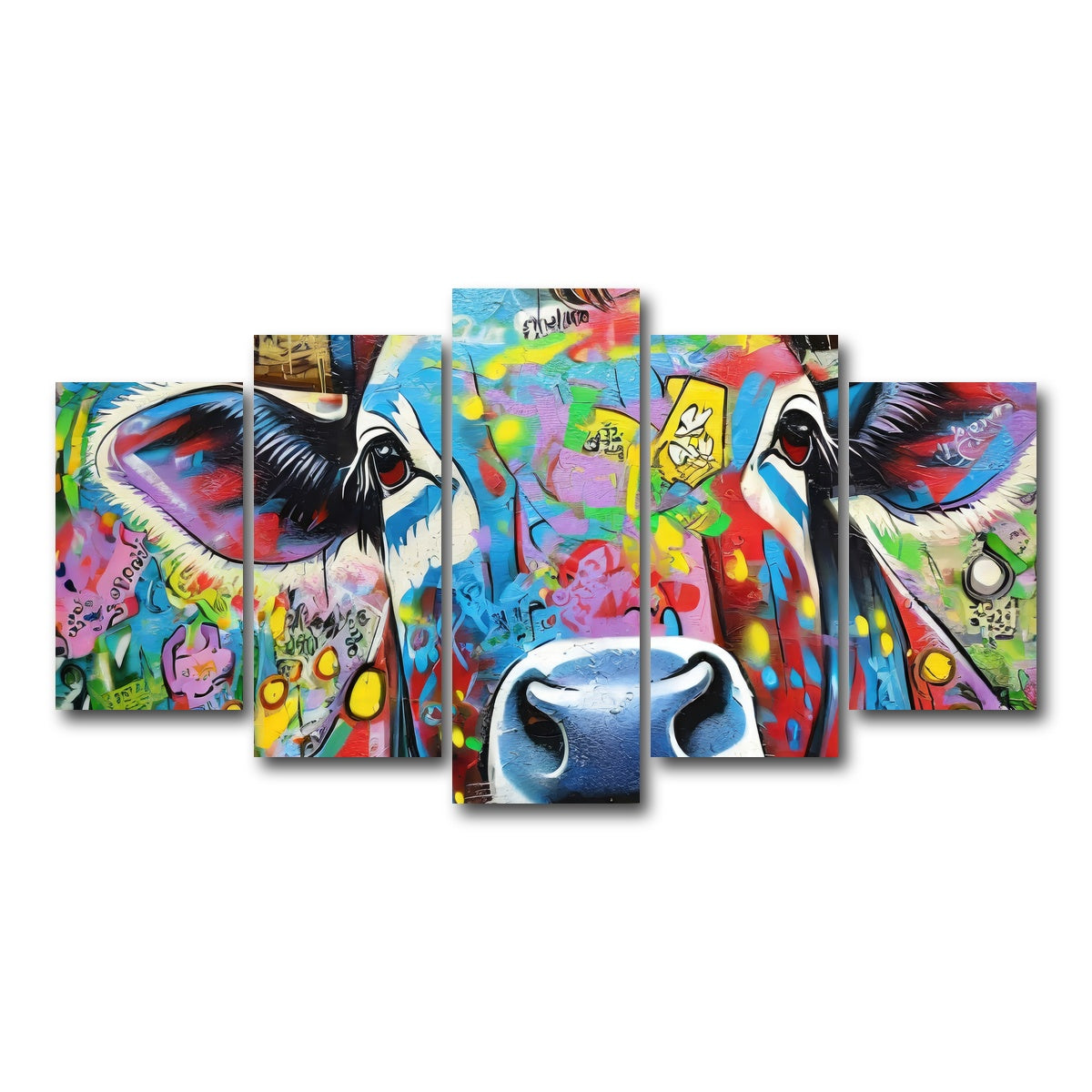 AUTO-MOCKUP WHITE | bull graffiti | 5 Piece | Gallery Wrap Canvas | group=5_normal