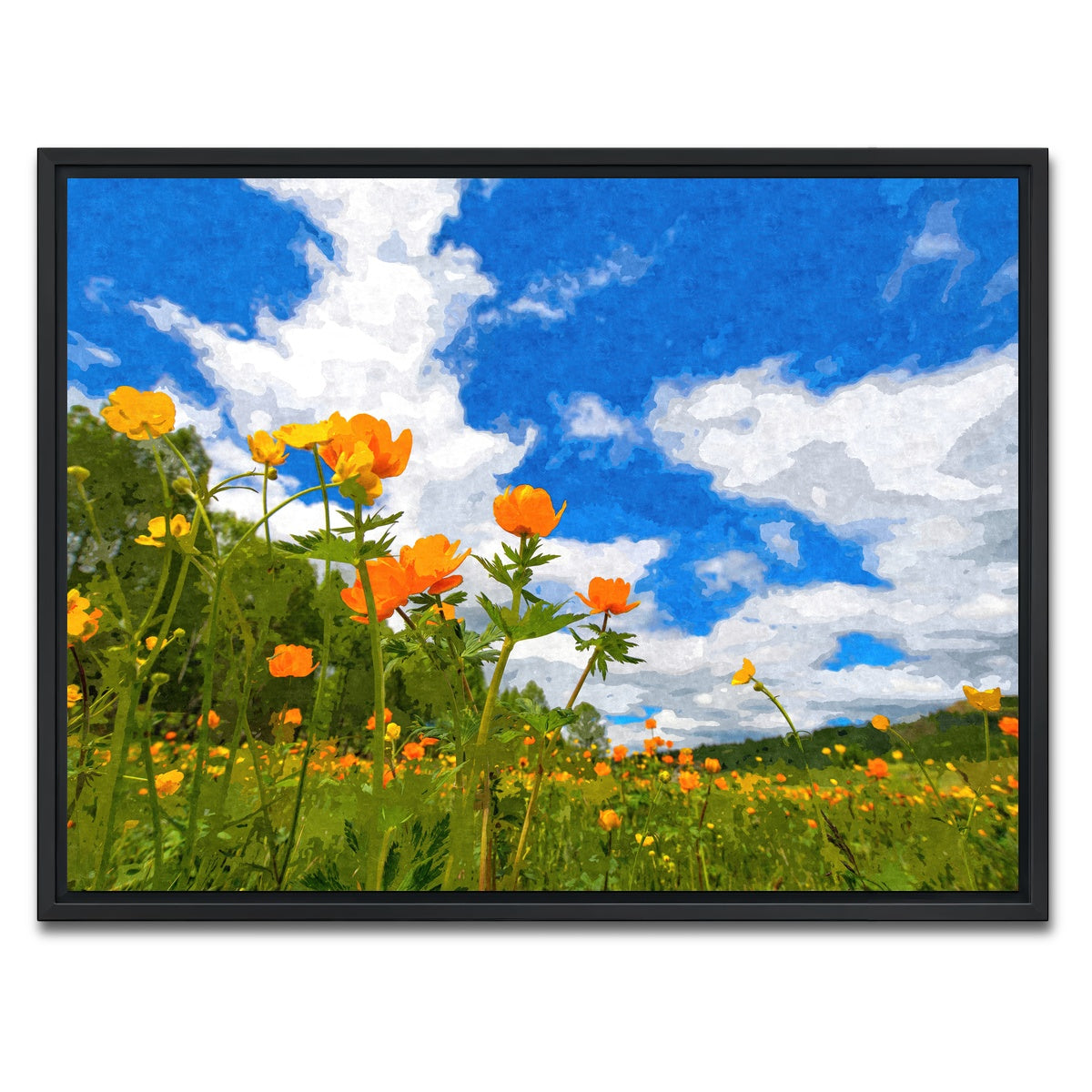 AUTO-MOCKUP WHITE | california poppies under the blue skies | 1 Piece | Black Framed Canvas | group=4x3