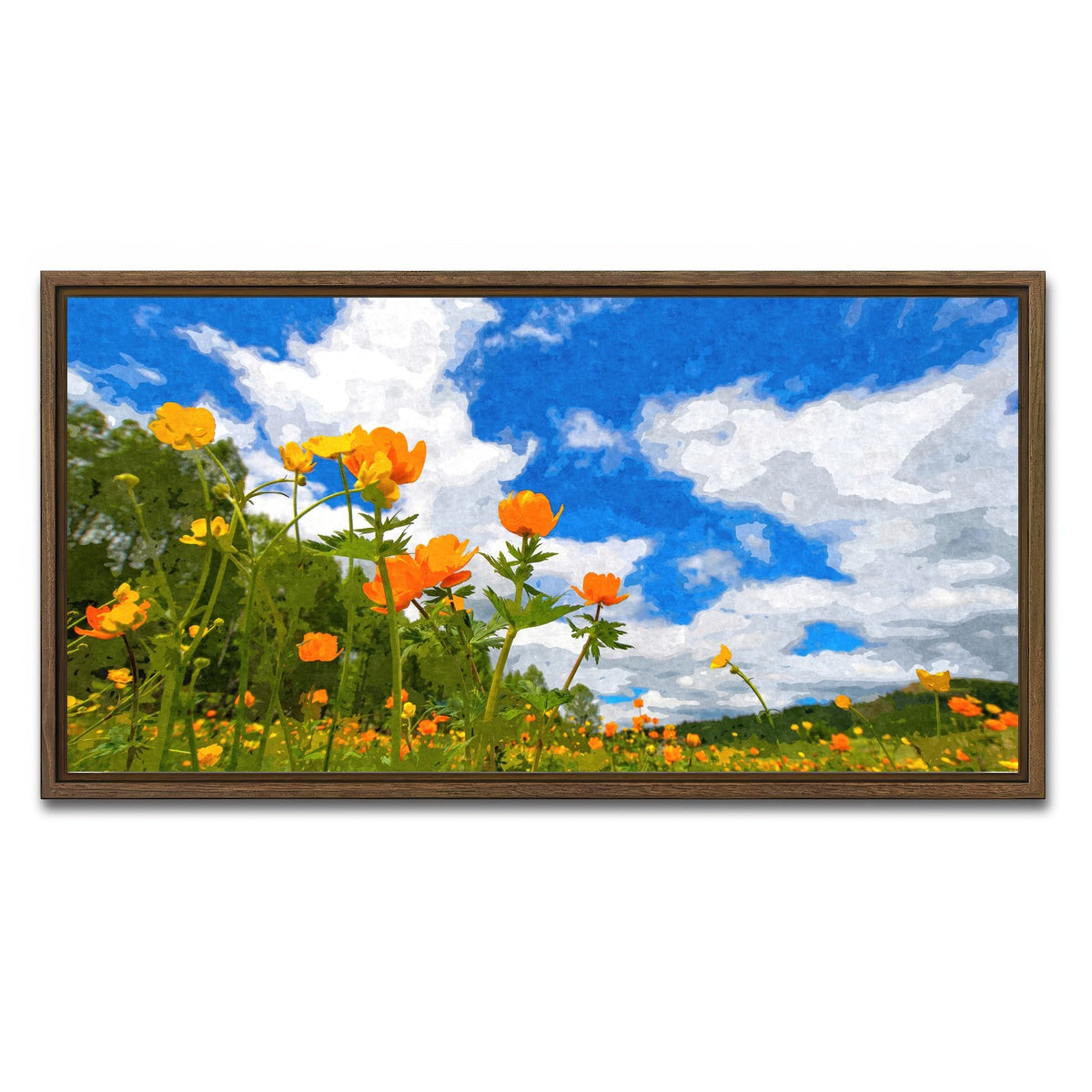 AUTO-MOCKUP WHITE | california poppies under the blue skies | 1 Piece | Walnut Framed Canvas | group=2x1