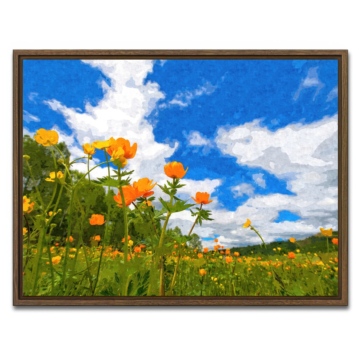 AUTO-MOCKUP WHITE | california poppies under the blue skies | 1 Piece | Walnut Framed Canvas | group=4x3