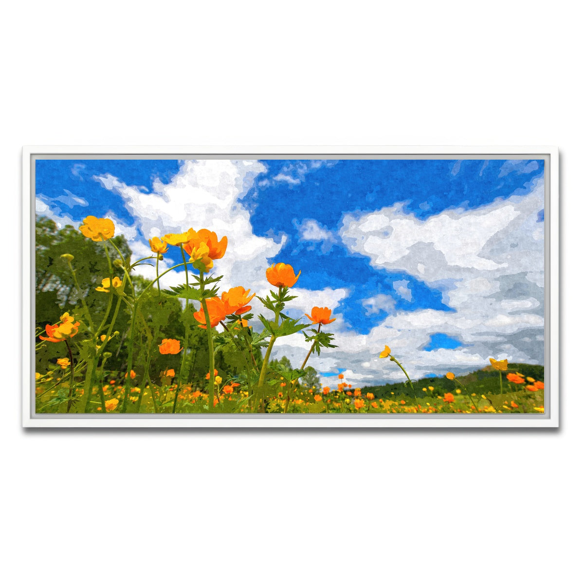 AUTO-MOCKUP WHITE | california poppies under the blue skies | 1 Piece | White Framed Canvas | group=2x1
