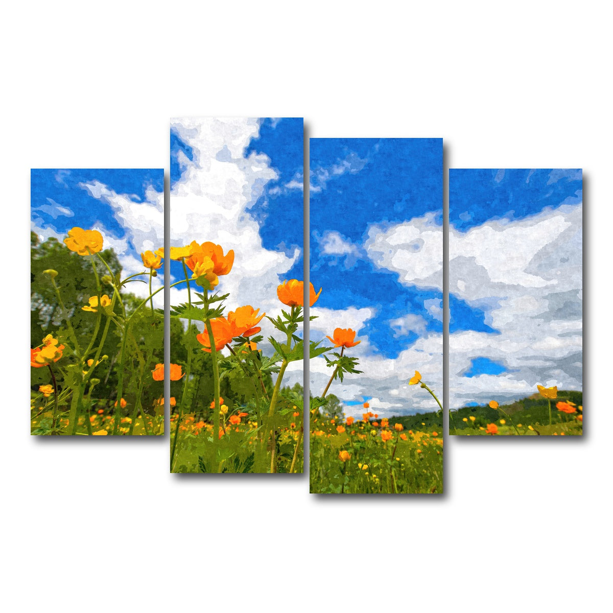 AUTO-MOCKUP WHITE | california poppies under the blue skies | 4 Piece | Gallery Wrap Canvas | group=4_short