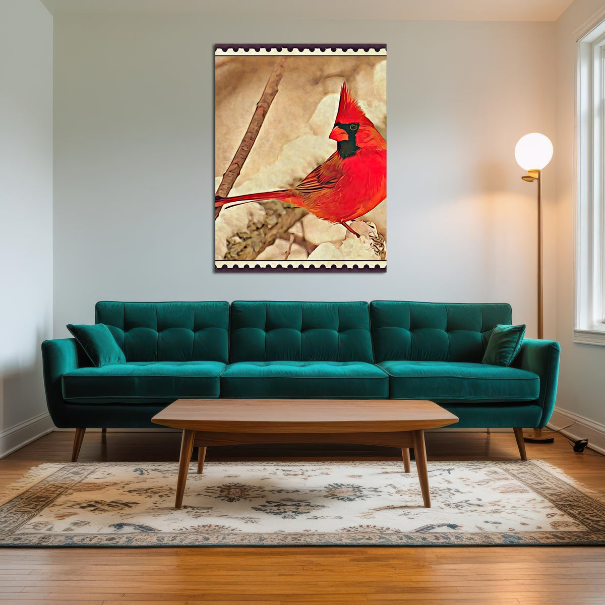 AUTO-MOCKUP ROOM | cardinal postage stamp