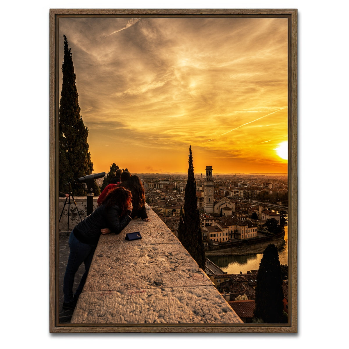 AUTO-MOCKUP WHITE | castel san pietro sunset | 1 Piece | Walnut Framed Canvas | group=3x4