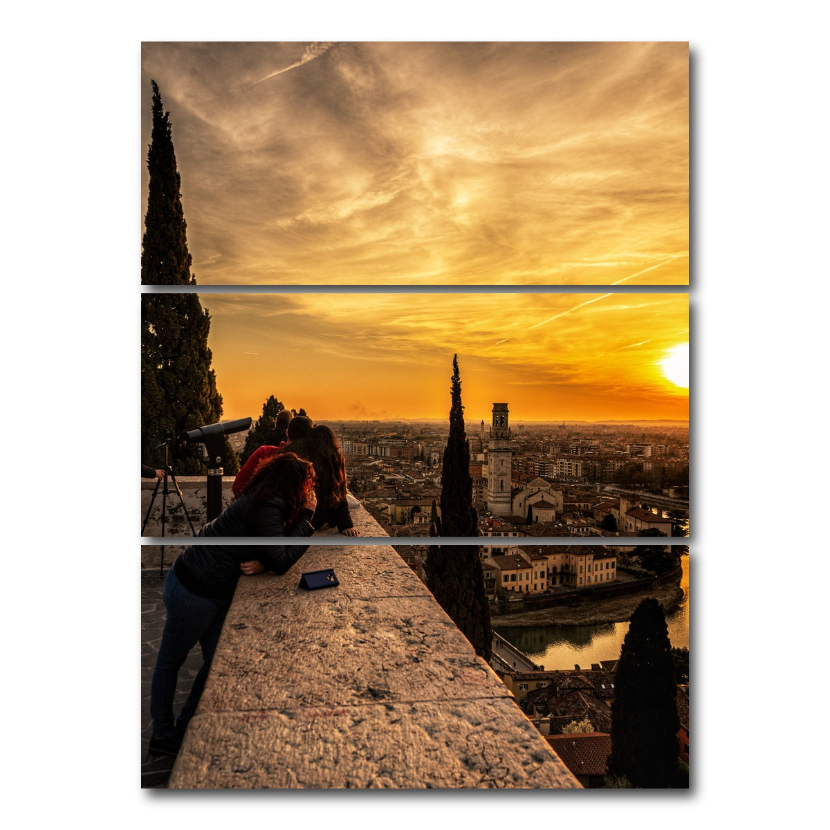 AUTO-MOCKUP WHITE | castel san pietro sunset | 3 Piece | Gallery Wrap Canvas | group=8x18_stacked