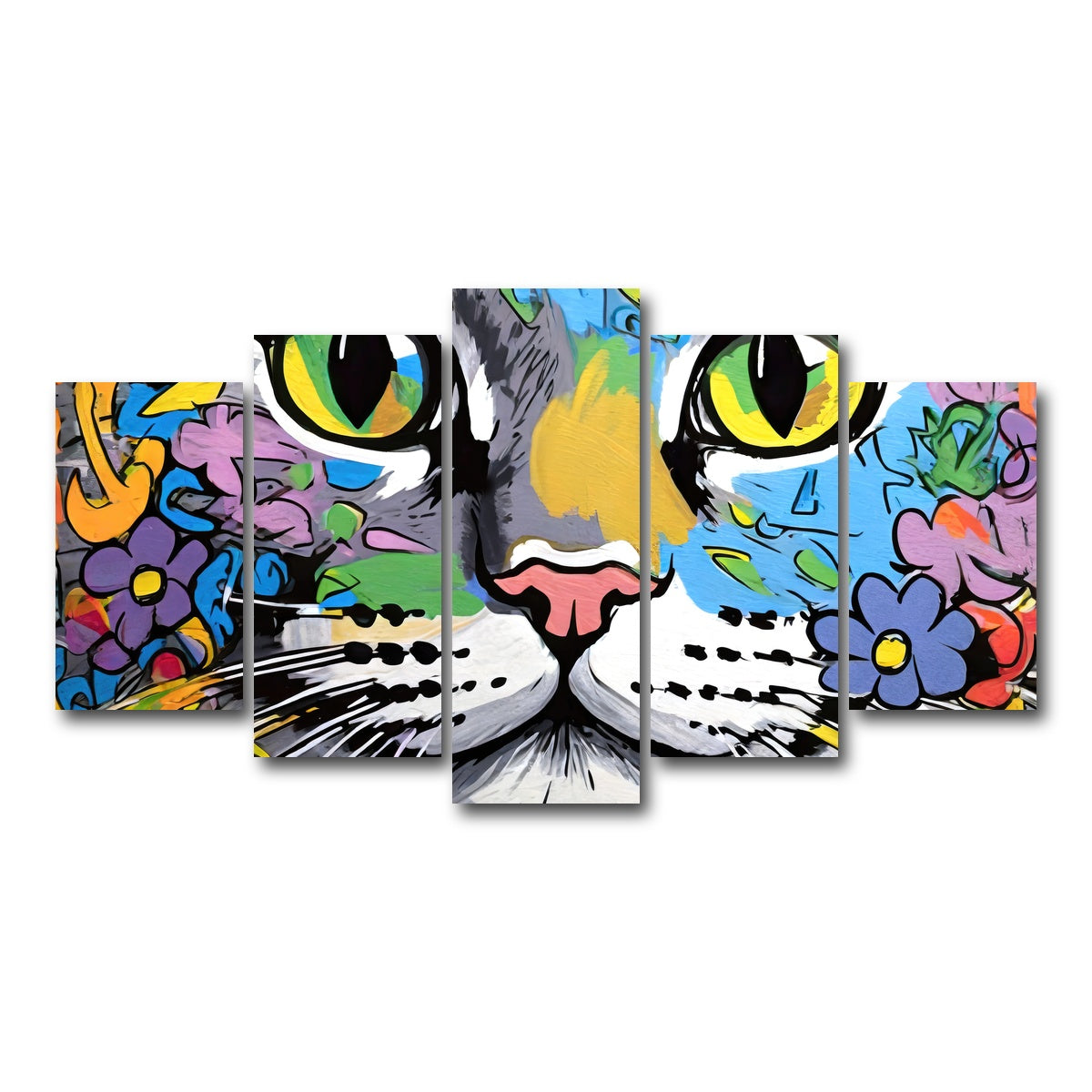 AUTO-MOCKUP WHITE | cat graffiti | 5 Piece | Gallery Wrap Canvas | group=5_normal