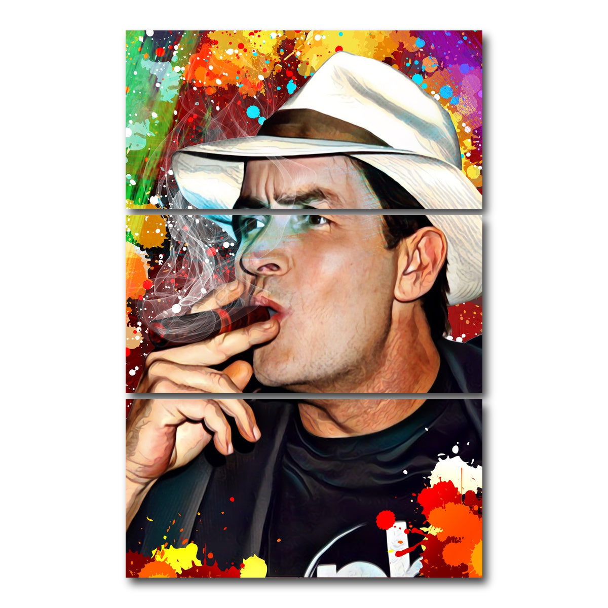 AUTO-MOCKUP WHITE | charlie sheen winning canvas | 3 Piece | Gallery Wrap Canvas | group=12x24_stacked