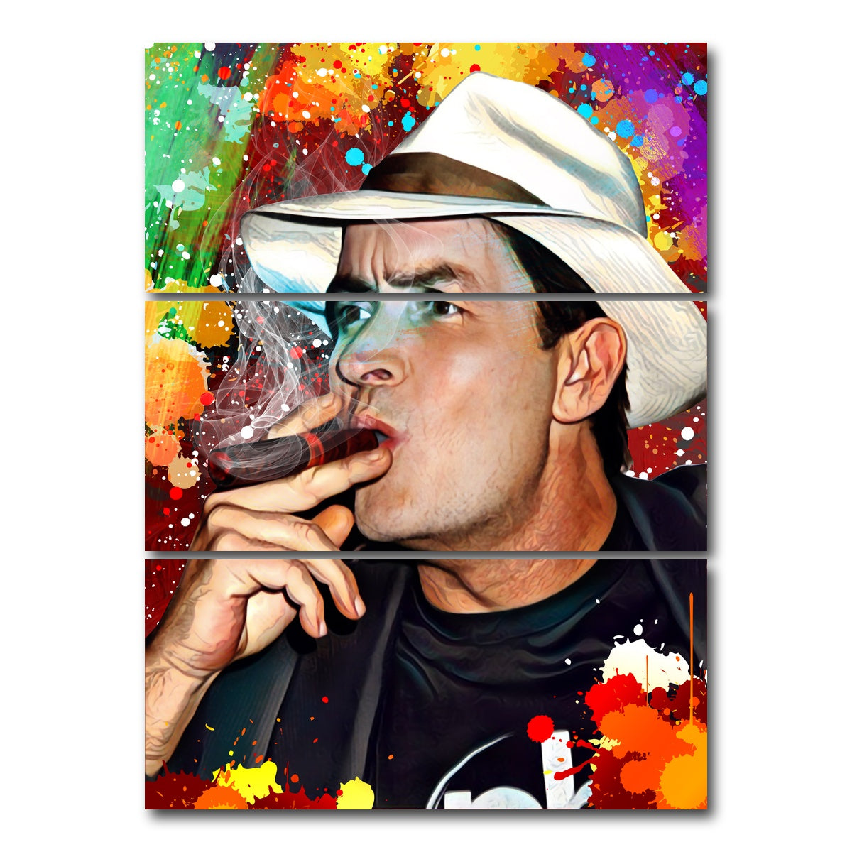 AUTO-MOCKUP WHITE | charlie sheen winning canvas | 3 Piece | Gallery Wrap Canvas | group=8x18_stacked