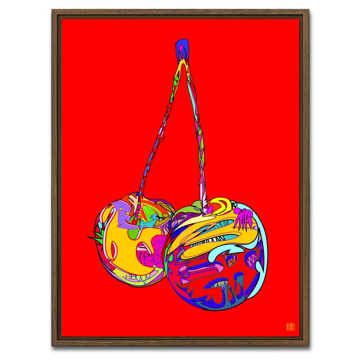 AUTO-MOCKUP WHITE | cherries red | 1 Piece | Walnut Framed Canvas | group=3x4