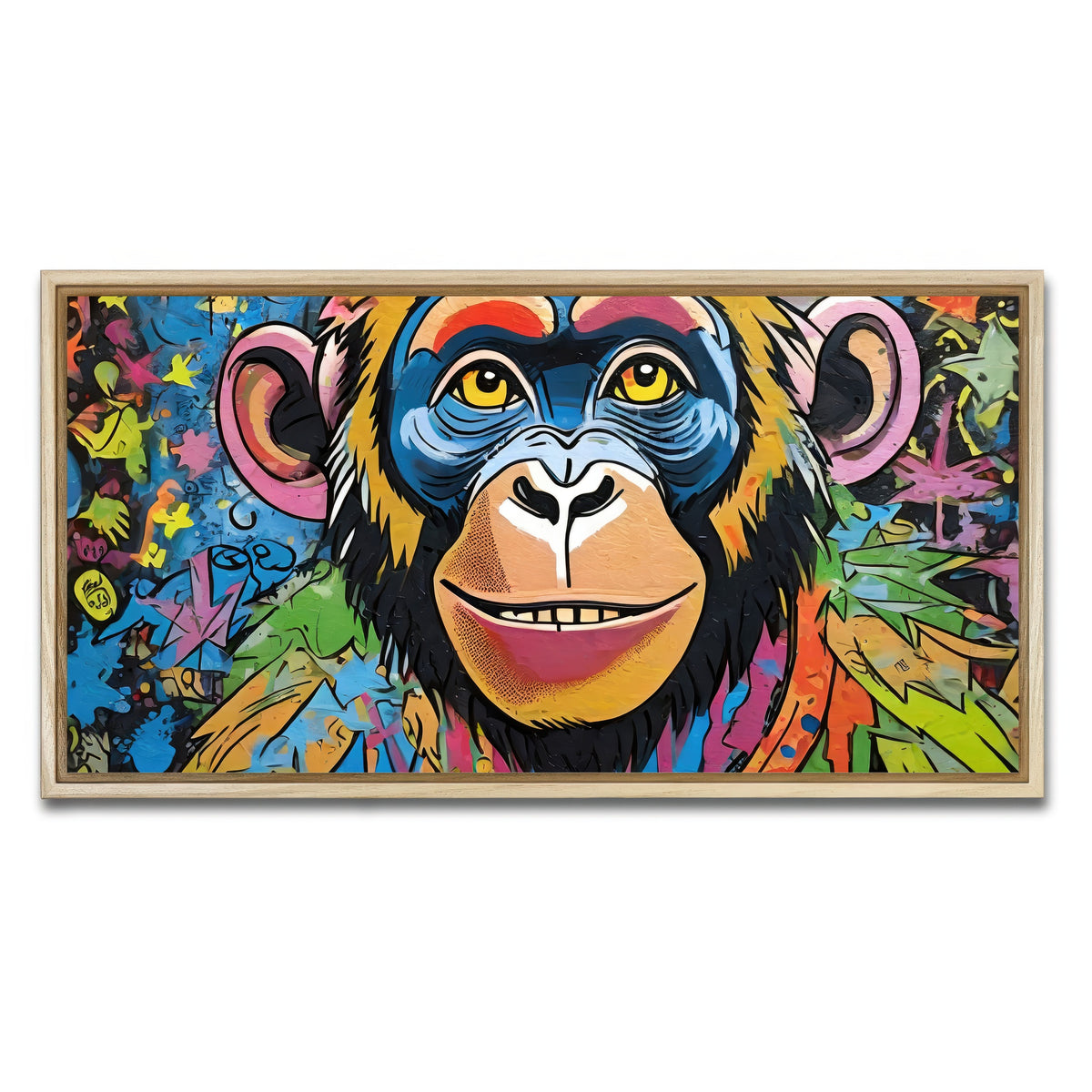 AUTO-MOCKUP WHITE | chimp graffiti | 1 Piece | Natural Framed Canvas | group=2x1