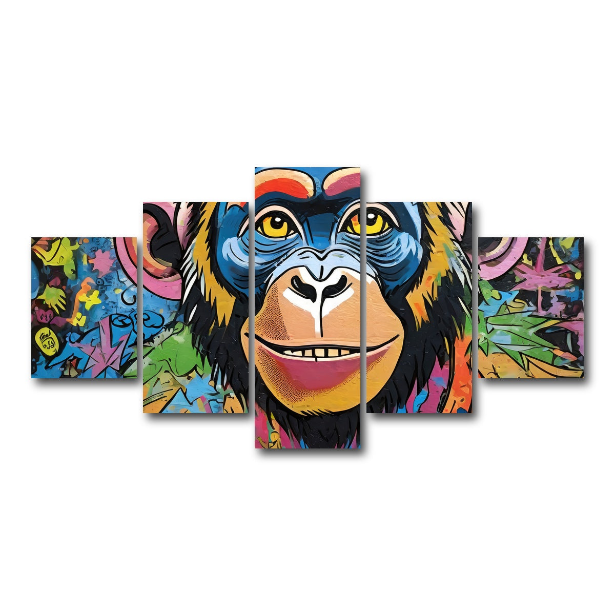 AUTO-MOCKUP WHITE | chimp graffiti | 5 Piece | Gallery Wrap Canvas | group=5_short