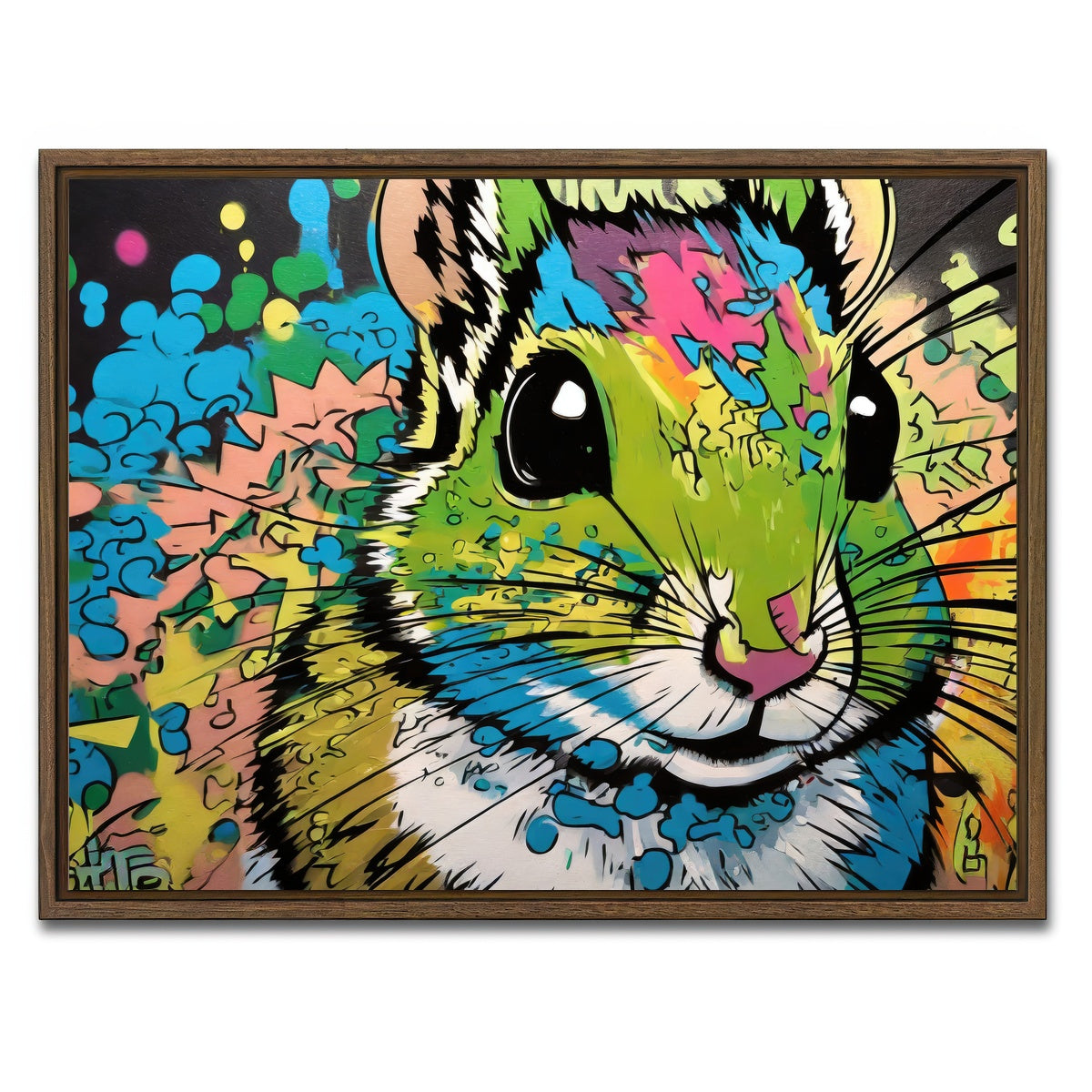AUTO-MOCKUP WHITE | chipmunk graffiti | 1 Piece | Walnut Framed Canvas | group=4x3