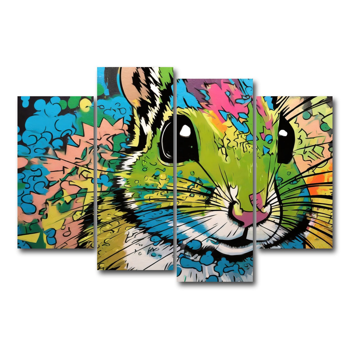 AUTO-MOCKUP WHITE | chipmunk graffiti | 4 Piece | Gallery Wrap Canvas | group=4_short