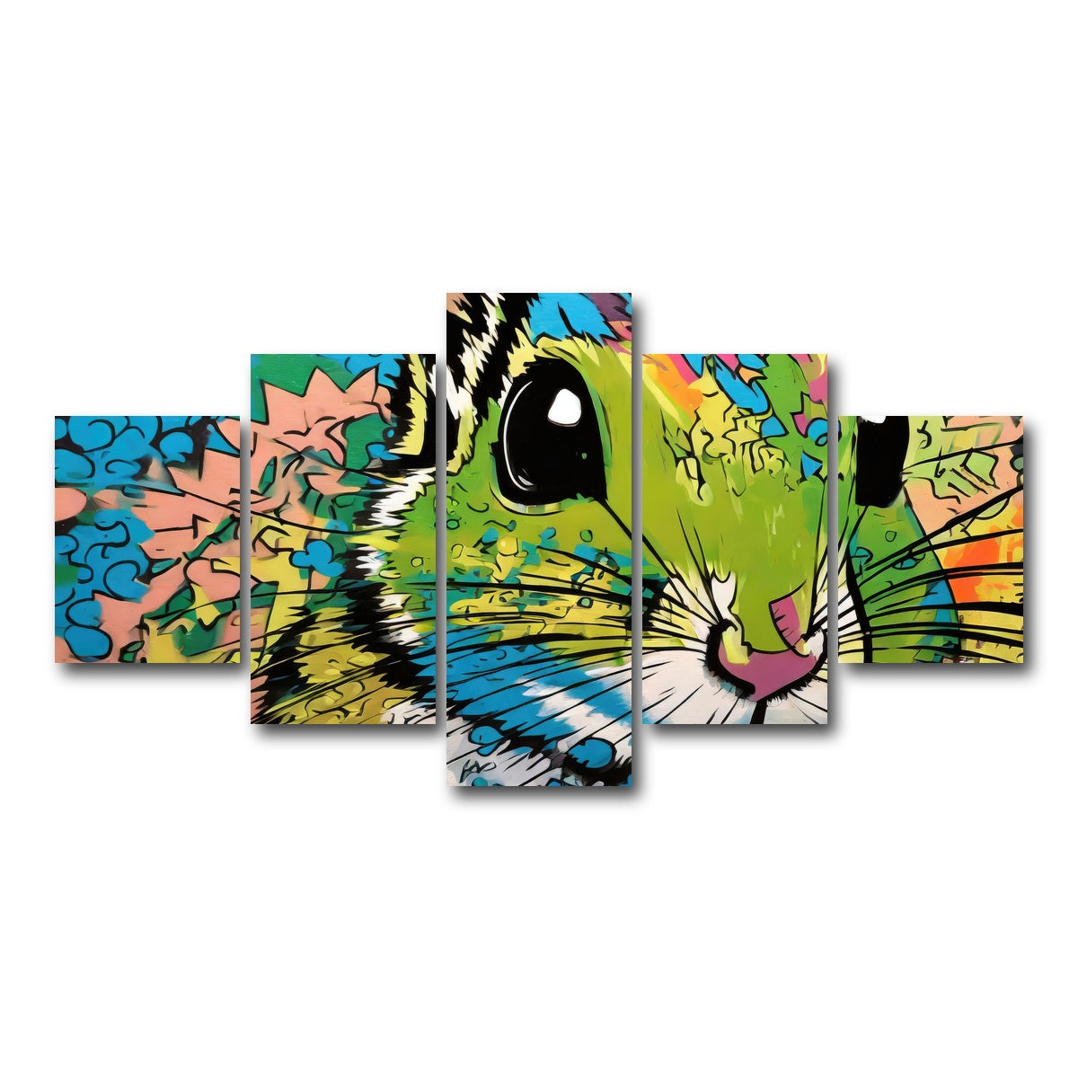 AUTO-MOCKUP WHITE | chipmunk graffiti | 5 Piece | Gallery Wrap Canvas | group=5_short
