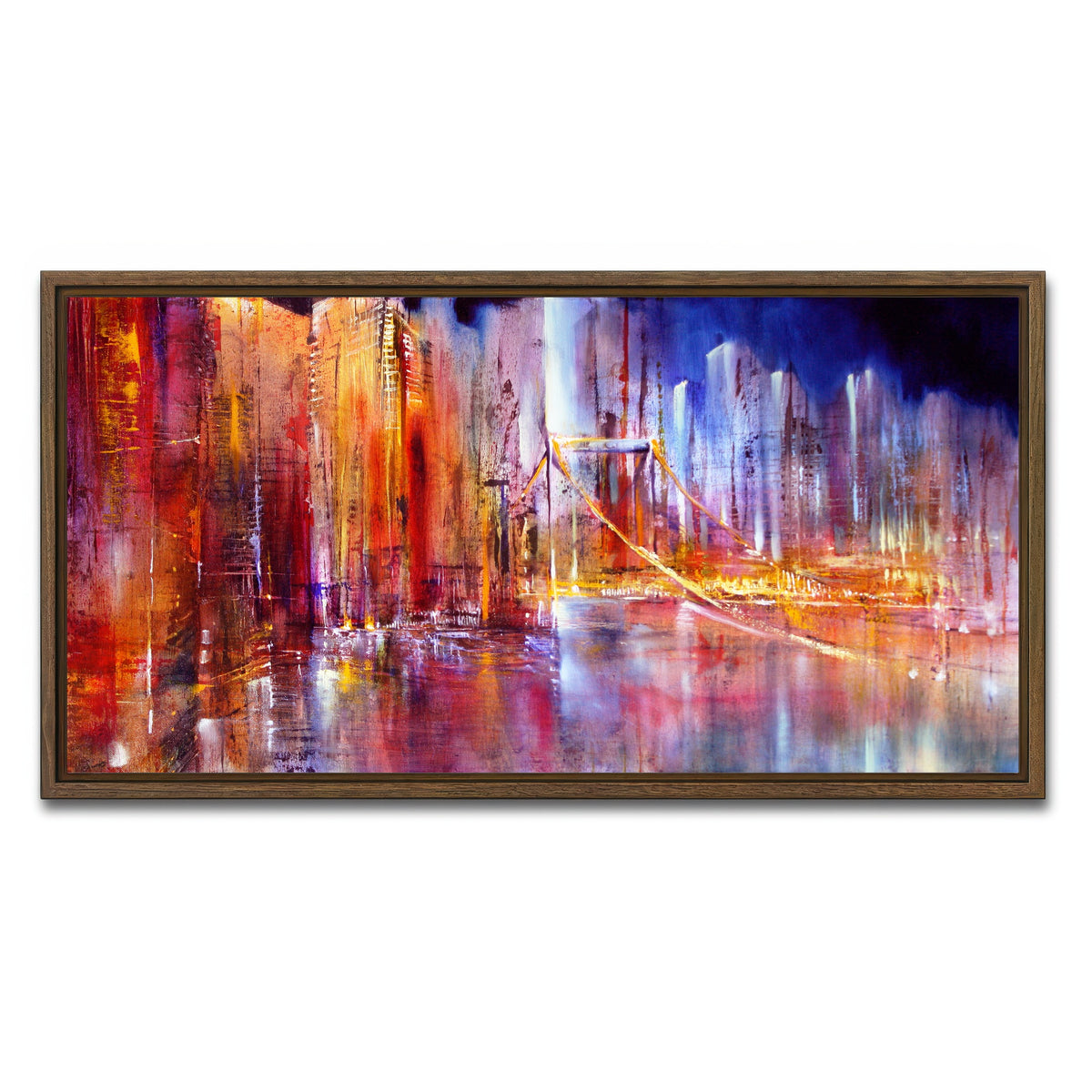 AUTO-MOCKUP WHITE | city scape | 1 Piece | Walnut Framed Canvas | group=2x1