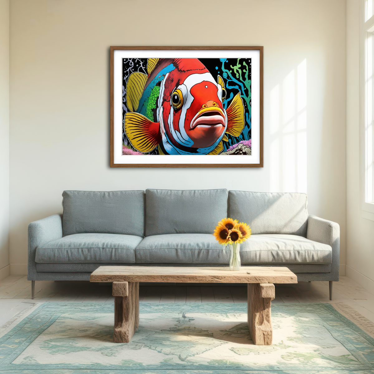 AUTO-MOCKUP ROOM | Clown Fish Graffiti Wall Art