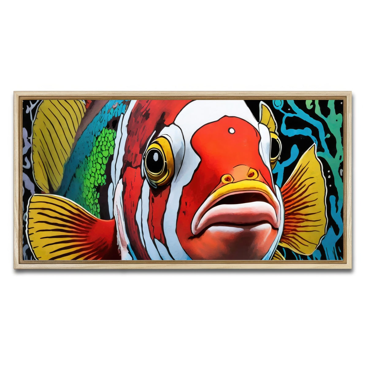 AUTO-MOCKUP WHITE | clown fish graffiti | 1 Piece | Natural Framed Canvas | group=2x1