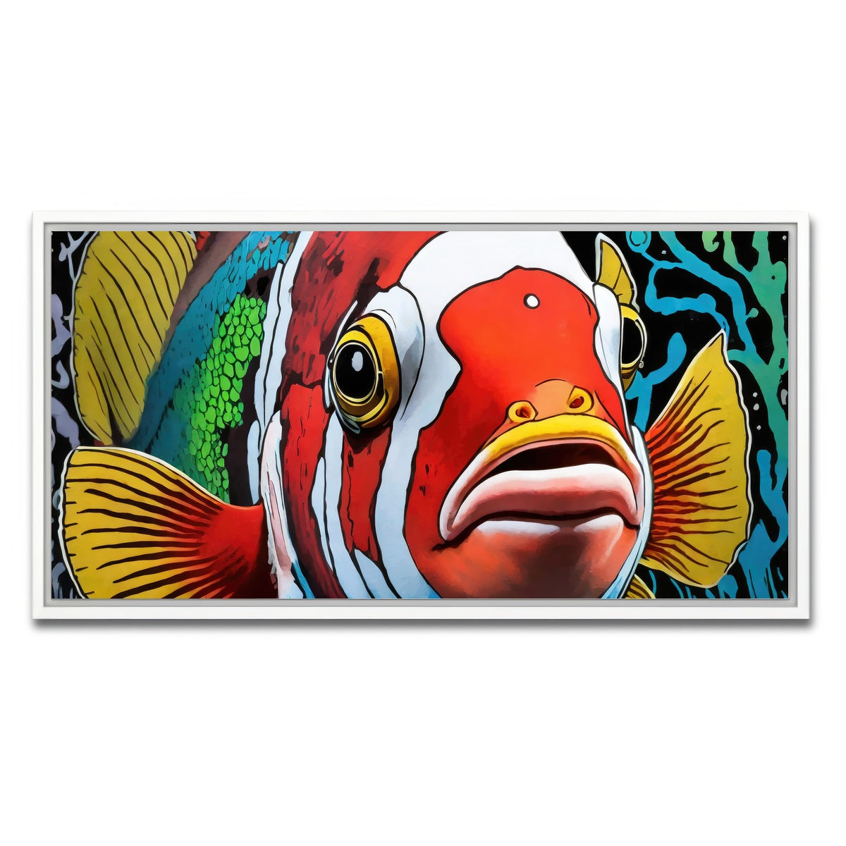 AUTO-MOCKUP WHITE | clown fish graffiti | 1 Piece | White Framed Canvas | group=2x1