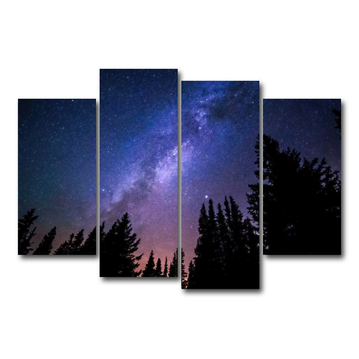 AUTO-MOCKUP WHITE | conifers reaching to milky way | 4 Piece | Gallery Wrap Canvas | group=4_short
