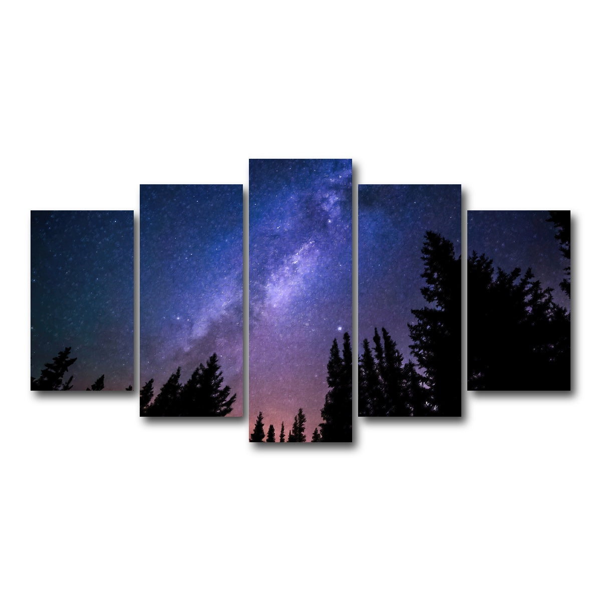 AUTO-MOCKUP WHITE | conifers reaching to milky way | 5 Piece | Gallery Wrap Canvas | group=5_normal