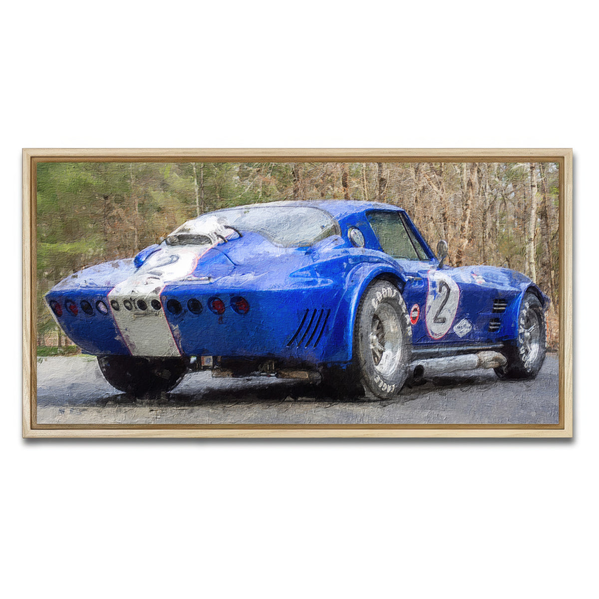 AUTO-MOCKUP WHITE | corvette grand sport no. 2 | 1 Piece | Natural Framed Canvas | group=2x1