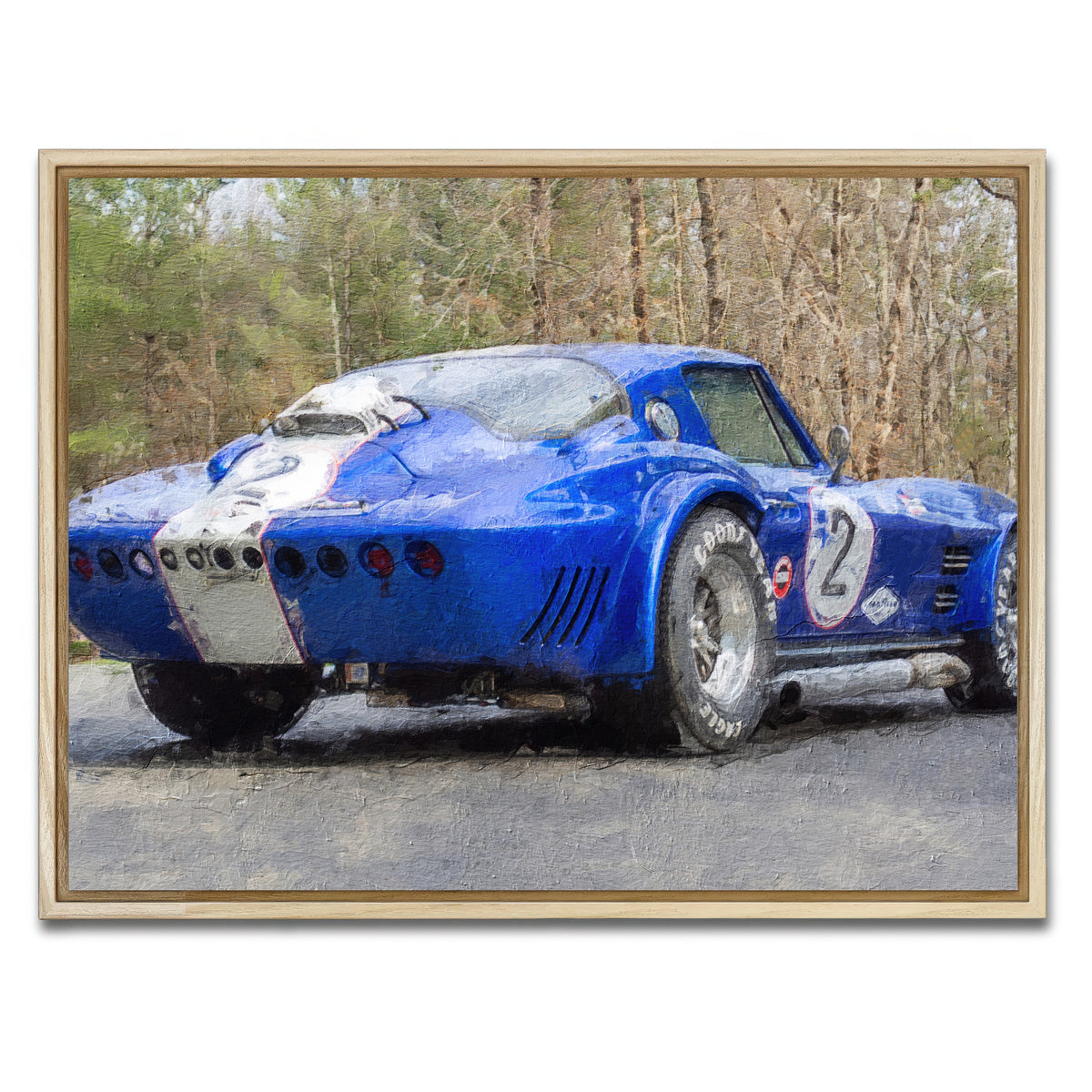 AUTO-MOCKUP WHITE | corvette grand sport no. 2 | 1 Piece | Natural Framed Canvas | group=4x3