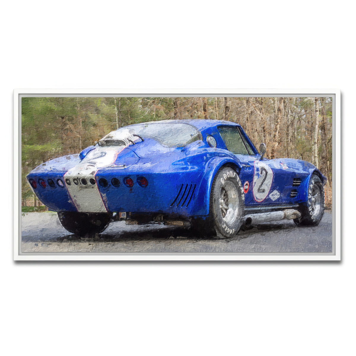 AUTO-MOCKUP WHITE | corvette grand sport no. 2 | 1 Piece | White Framed Canvas | group=2x1