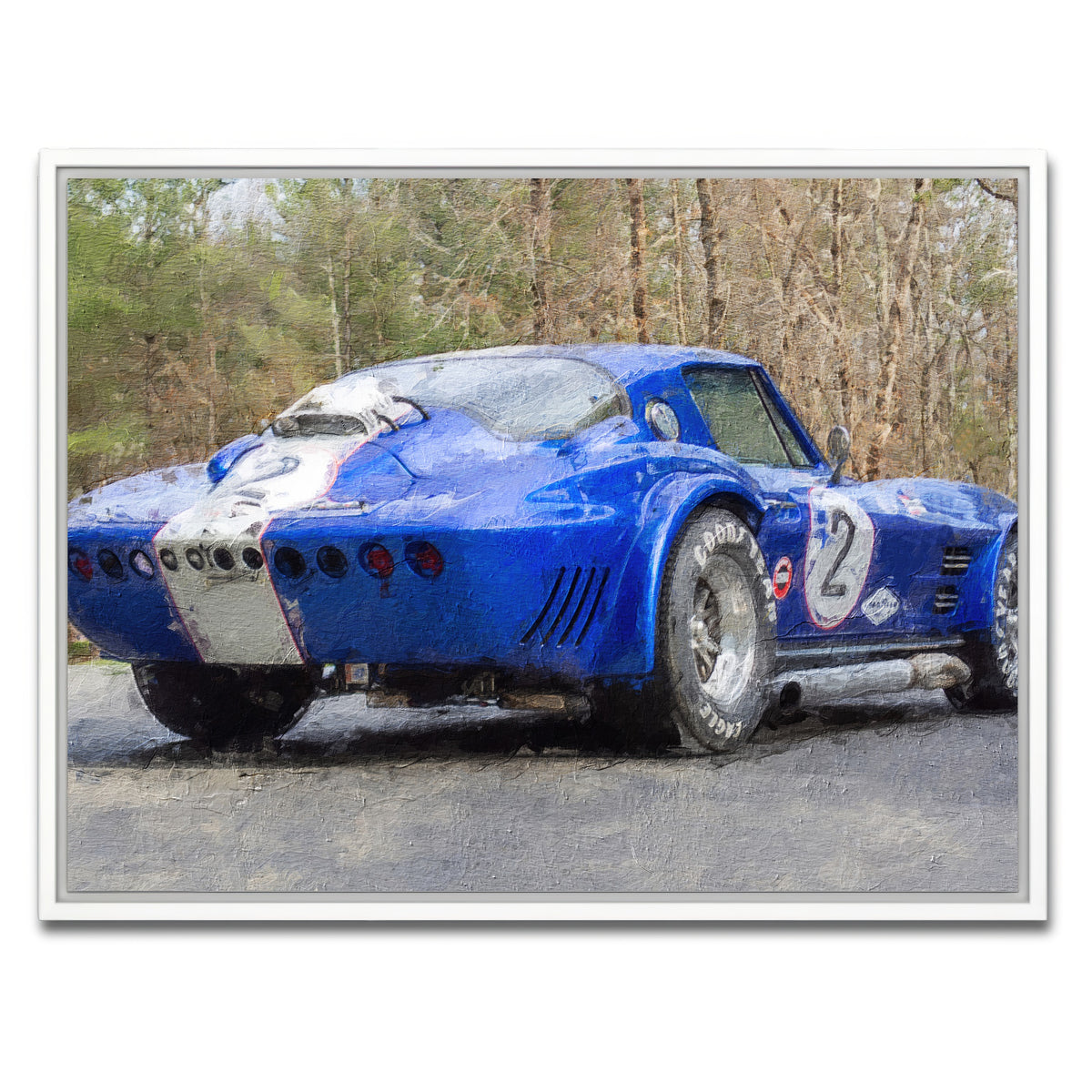 AUTO-MOCKUP WHITE | corvette grand sport no. 2 | 1 Piece | White Framed Canvas | group=4x3