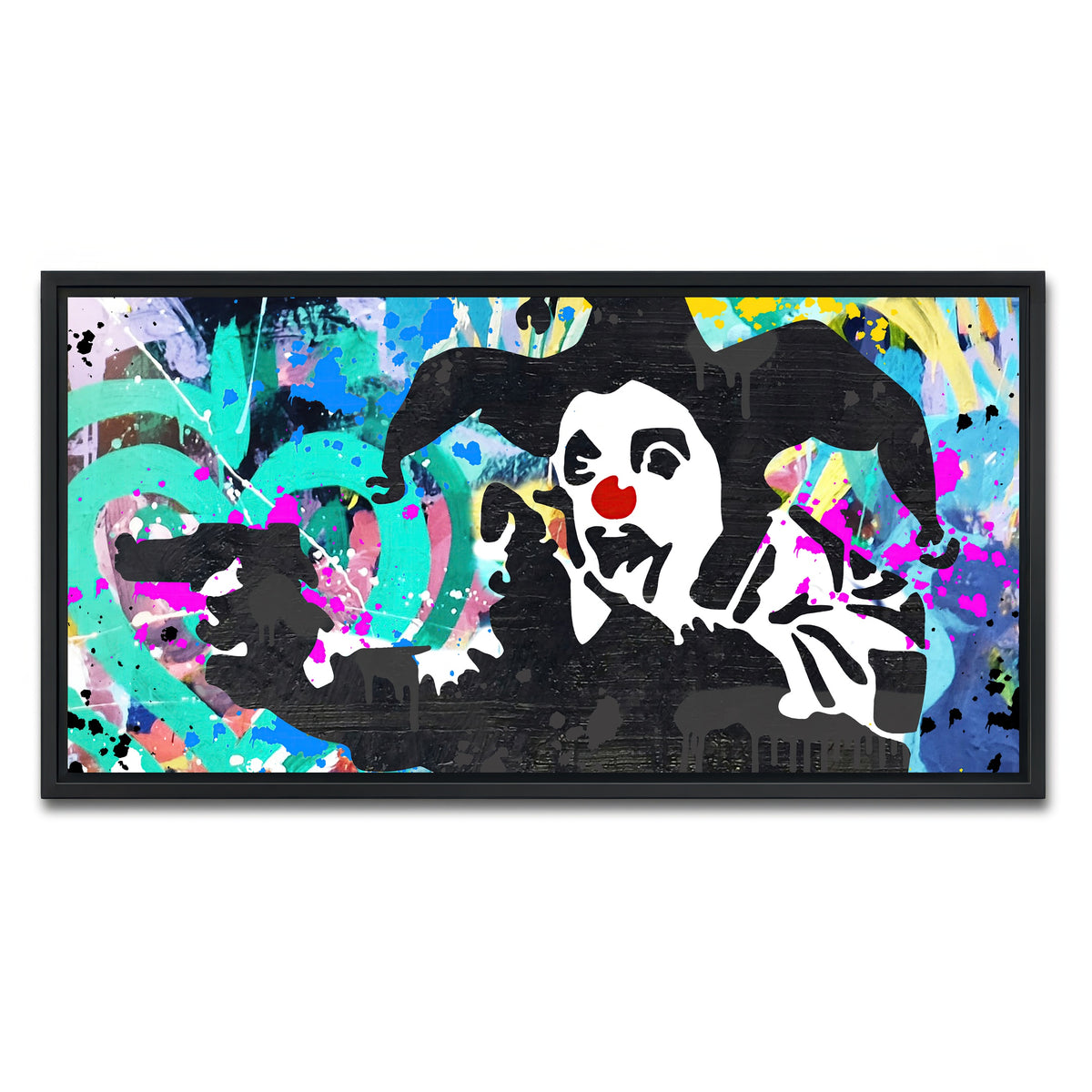 AUTO-MOCKUP WHITE | crazy clown | 1 Piece | Black Framed Canvas | group=2x1