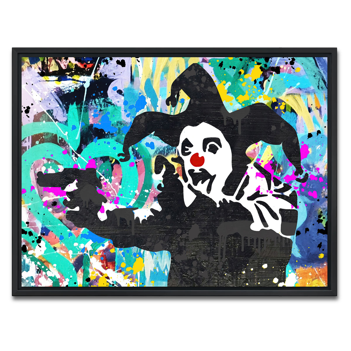 AUTO-MOCKUP WHITE | crazy clown | 1 Piece | Black Framed Canvas | group=4x3