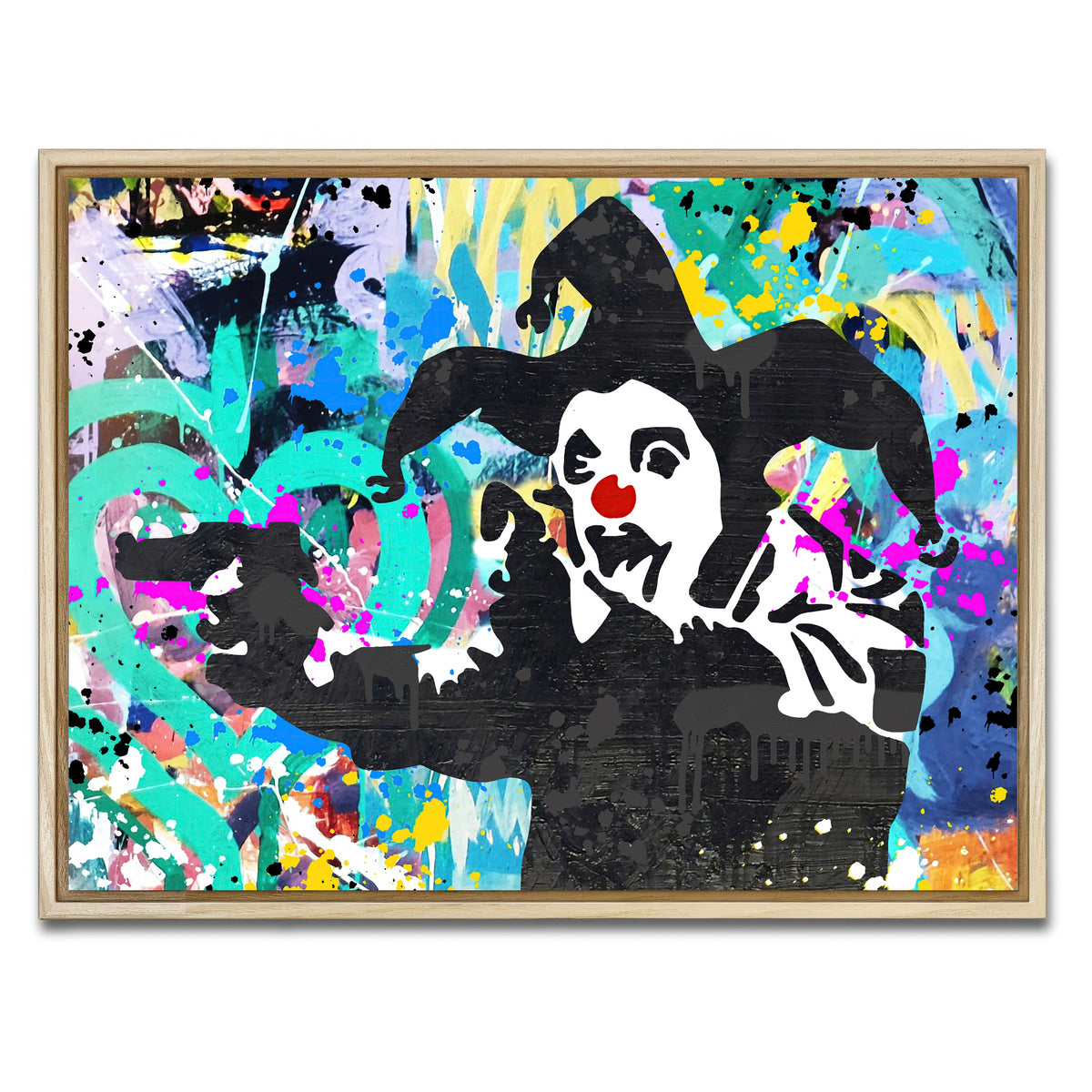 AUTO-MOCKUP WHITE | crazy clown | 1 Piece | Natural Framed Canvas | group=4x3