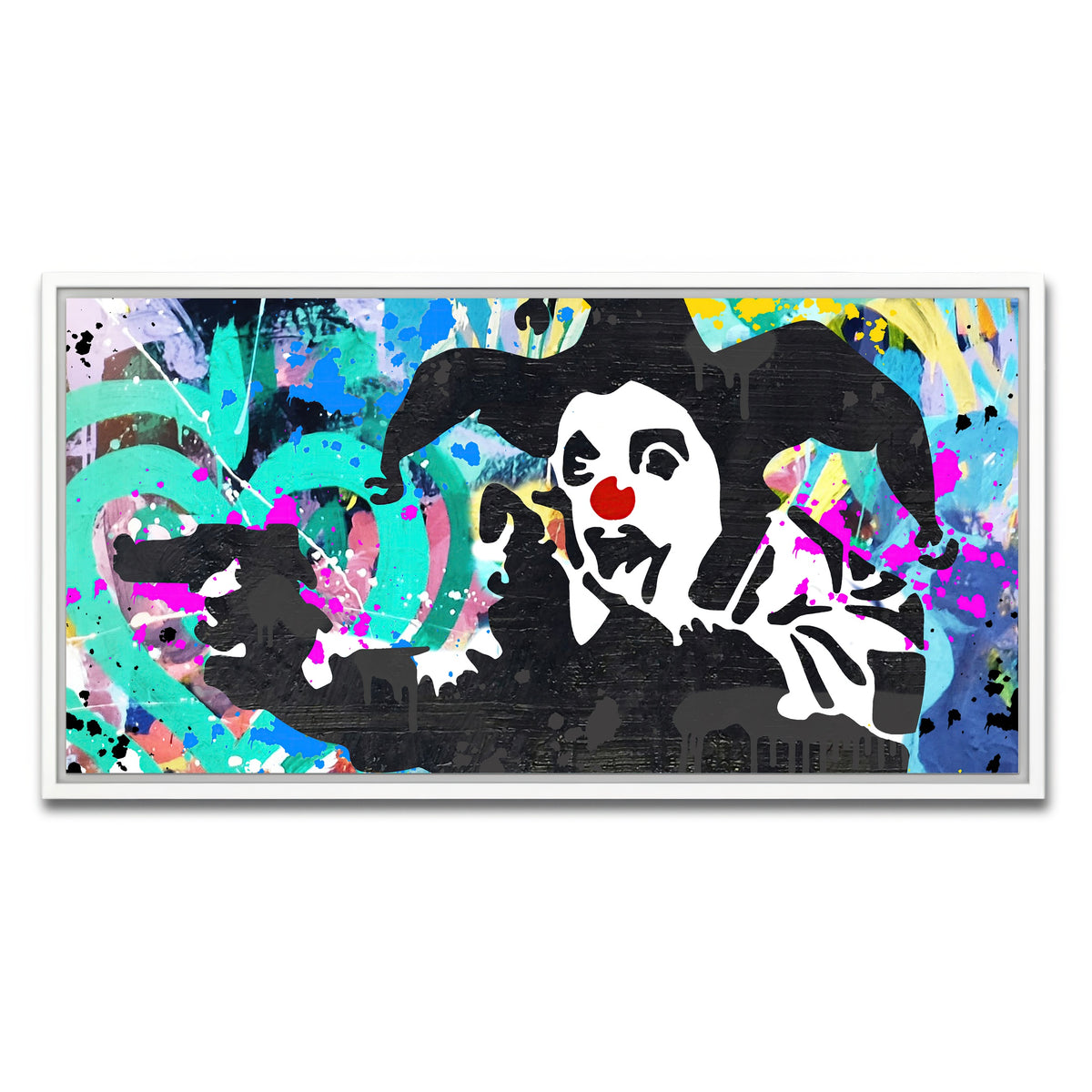 AUTO-MOCKUP WHITE | crazy clown | 1 Piece | White Framed Canvas | group=2x1