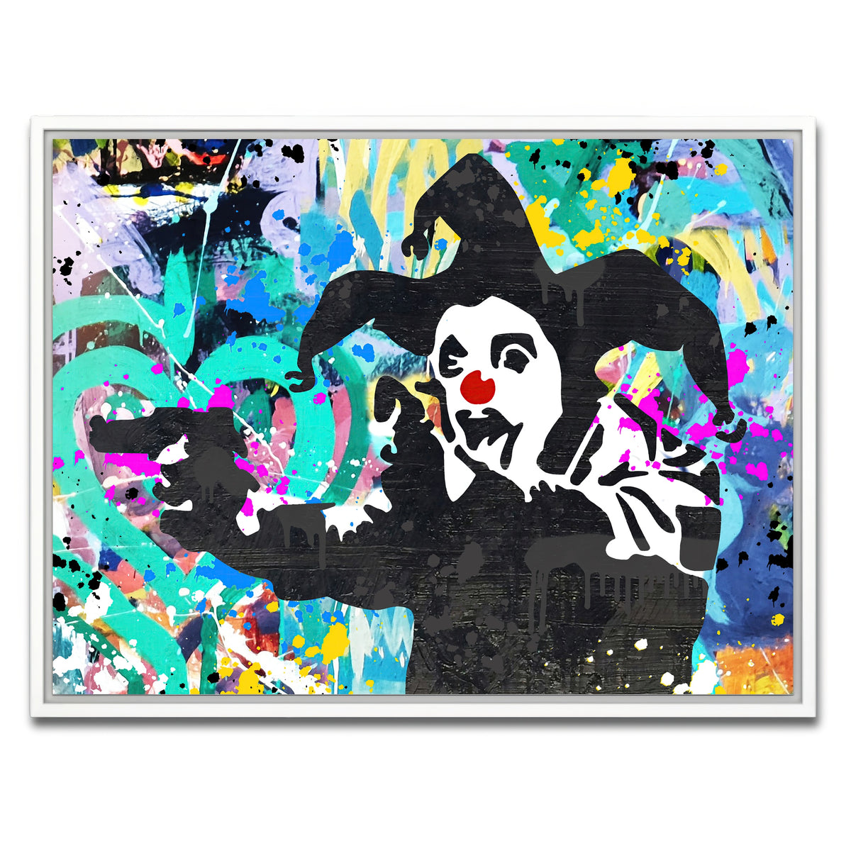 AUTO-MOCKUP WHITE | crazy clown | 1 Piece | White Framed Canvas | group=4x3