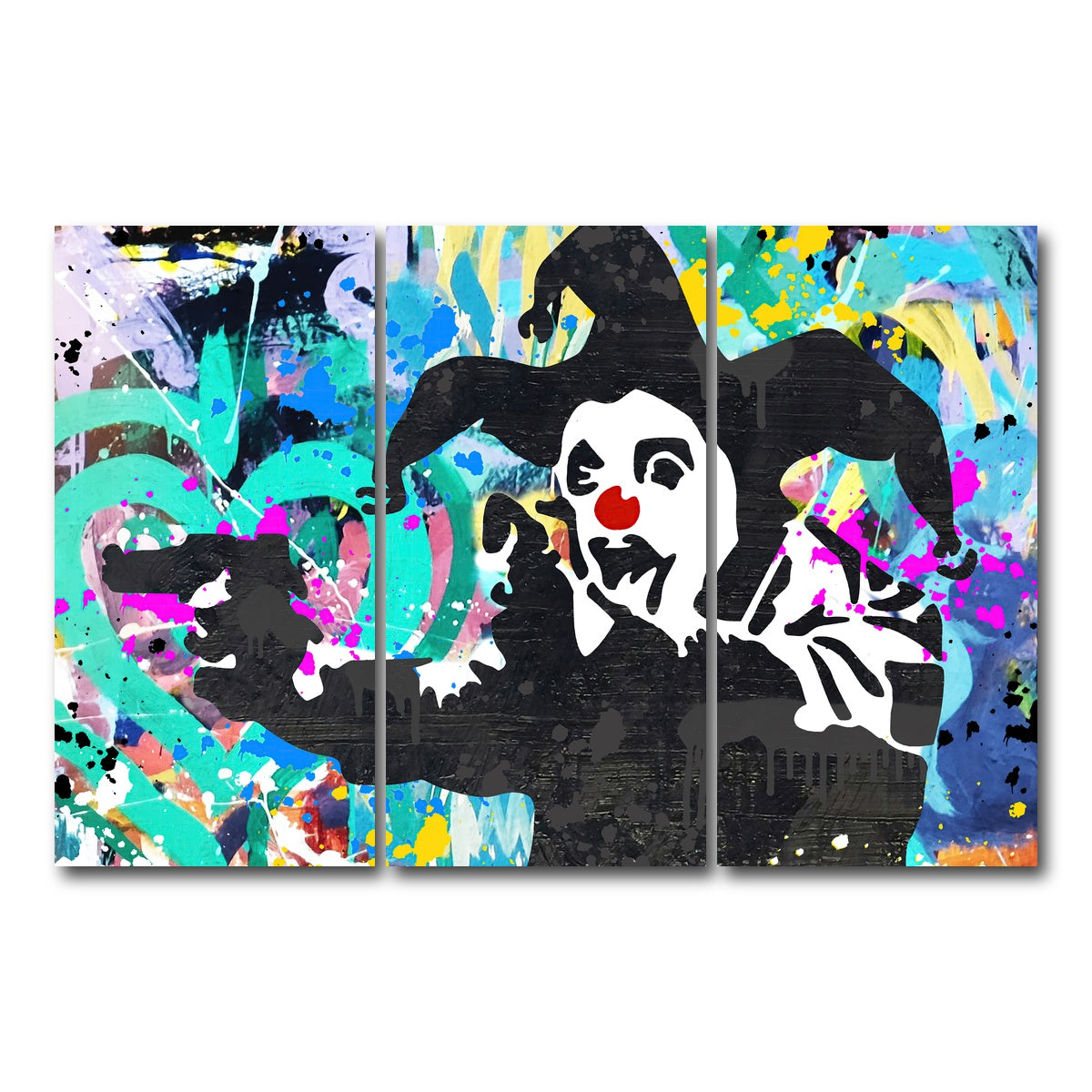 AUTO-MOCKUP WHITE | crazy clown | 3 Piece | Gallery Wrap Canvas | group=12x24