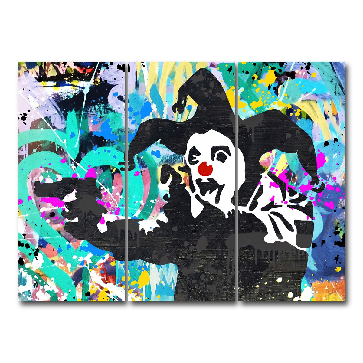 AUTO-MOCKUP WHITE | crazy clown | 3 Piece | Gallery Wrap Canvas | group=8x18