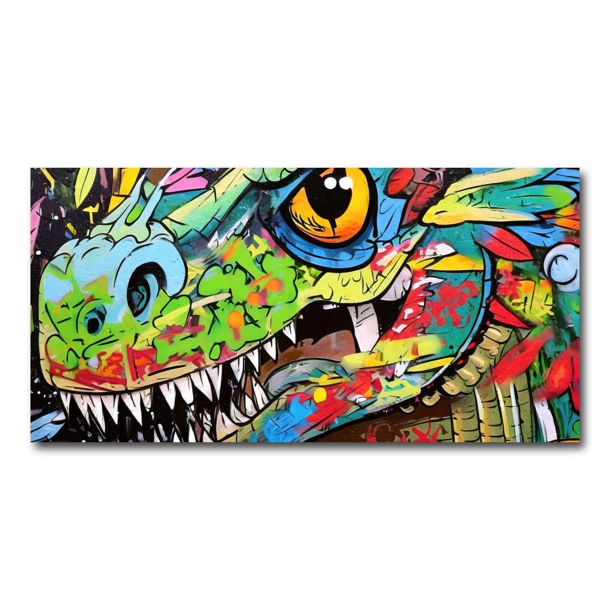 AUTO-MOCKUP WHITE | dinosaur graffiti | 1 Piece | Gallery Wrap Canvas | group=2x1