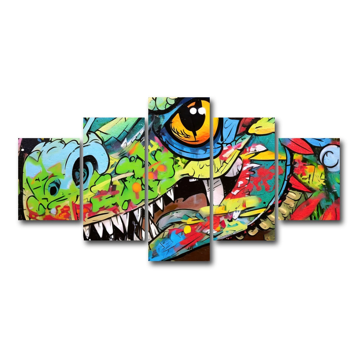 AUTO-MOCKUP WHITE | dinosaur graffiti | 5 Piece | Gallery Wrap Canvas | group=5_short